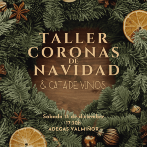 Cartel Taller de Coronas de Navidad en Adegas Valmiñor